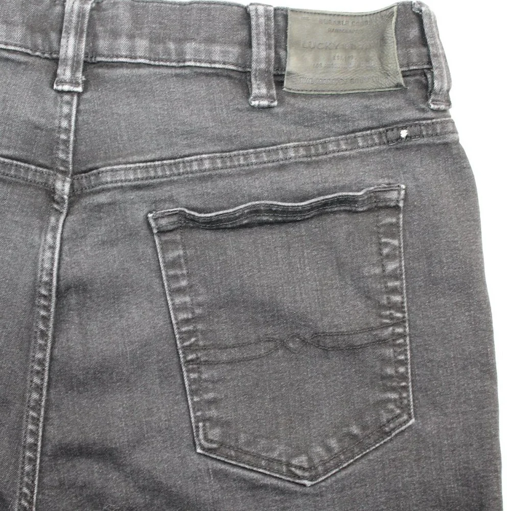 Lucky Brand 37 X 33 Athletic Fit Black Flex Straight Leg Distressed Denim Jeans - Picture 4 of 11